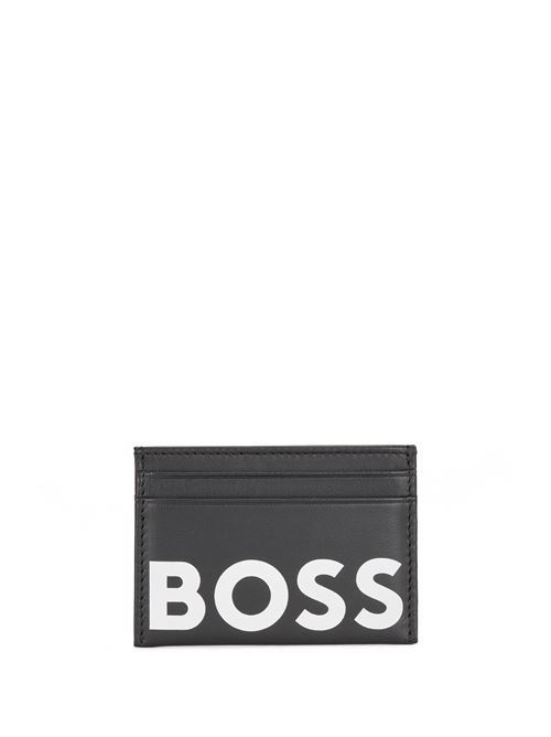 PORTATESSERE IN PELLE MARTELLATA CON LOGO A CONTRASTO HUGO BOSS | 50470815  BIG BC_S.002